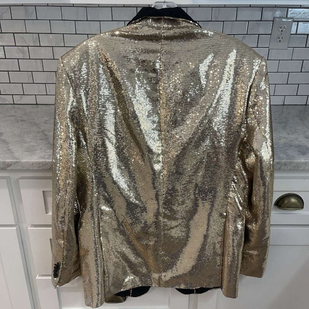Saint Lorenzo Blazer Mens 40 Gold Sequin Classic Suit Jacket Sport Coat Formal - Picture 3 of 11
